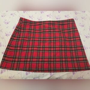 J Crew Wool Plaid Red Skirt